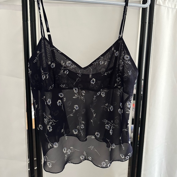 🌙 Dark Blue Sheer Cropped Cami – Nightwear Chic - Picture 1 of 3